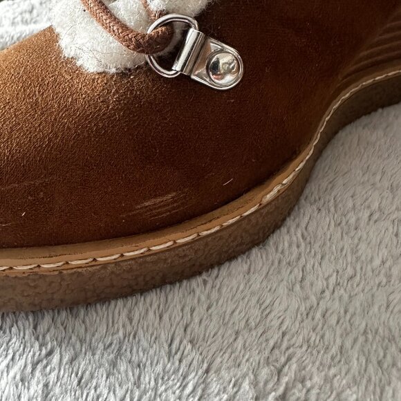 SM New York Women's Brown Shearling-Lined Wedge Boots - Picture 6 of 6